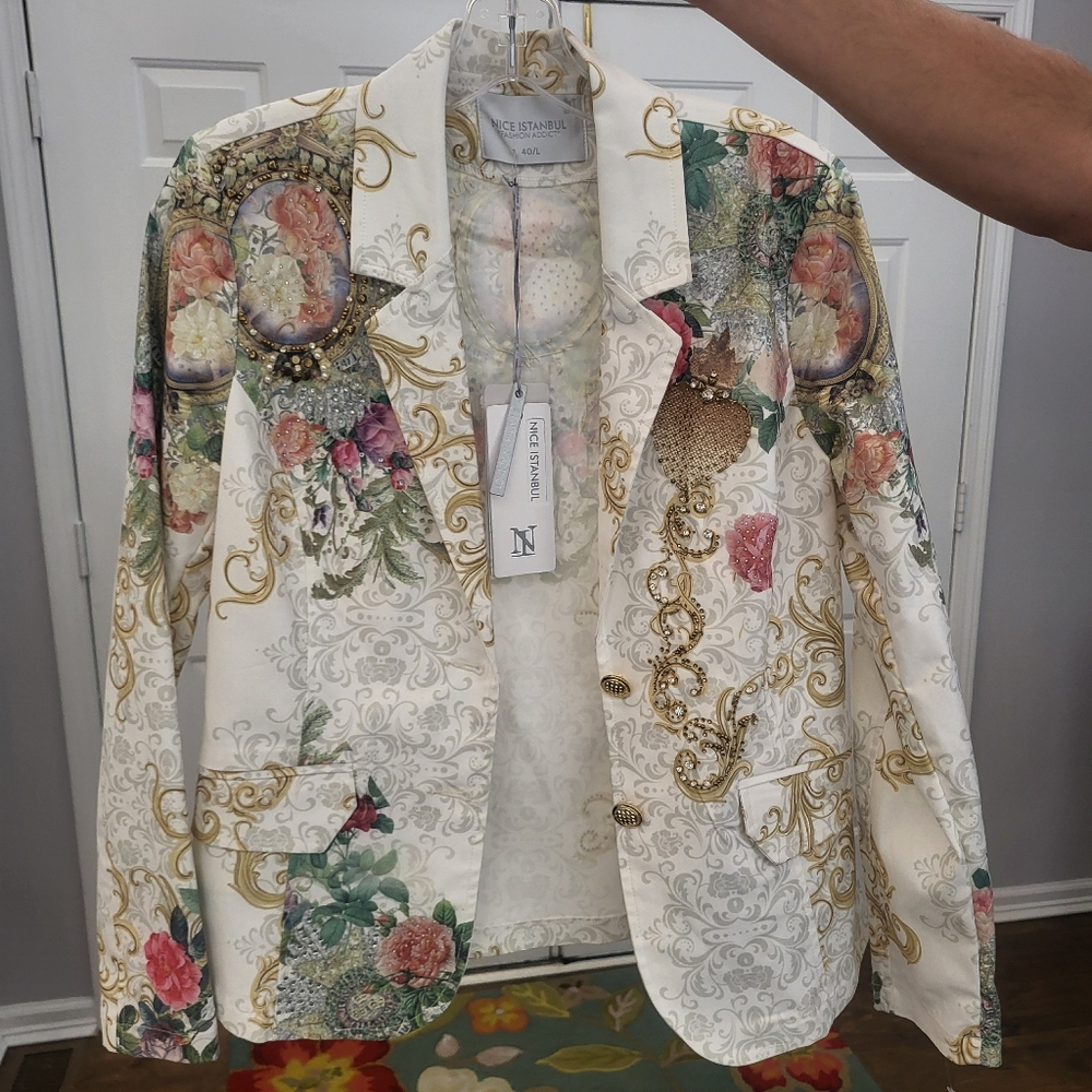 Brand new embellished floral blazer